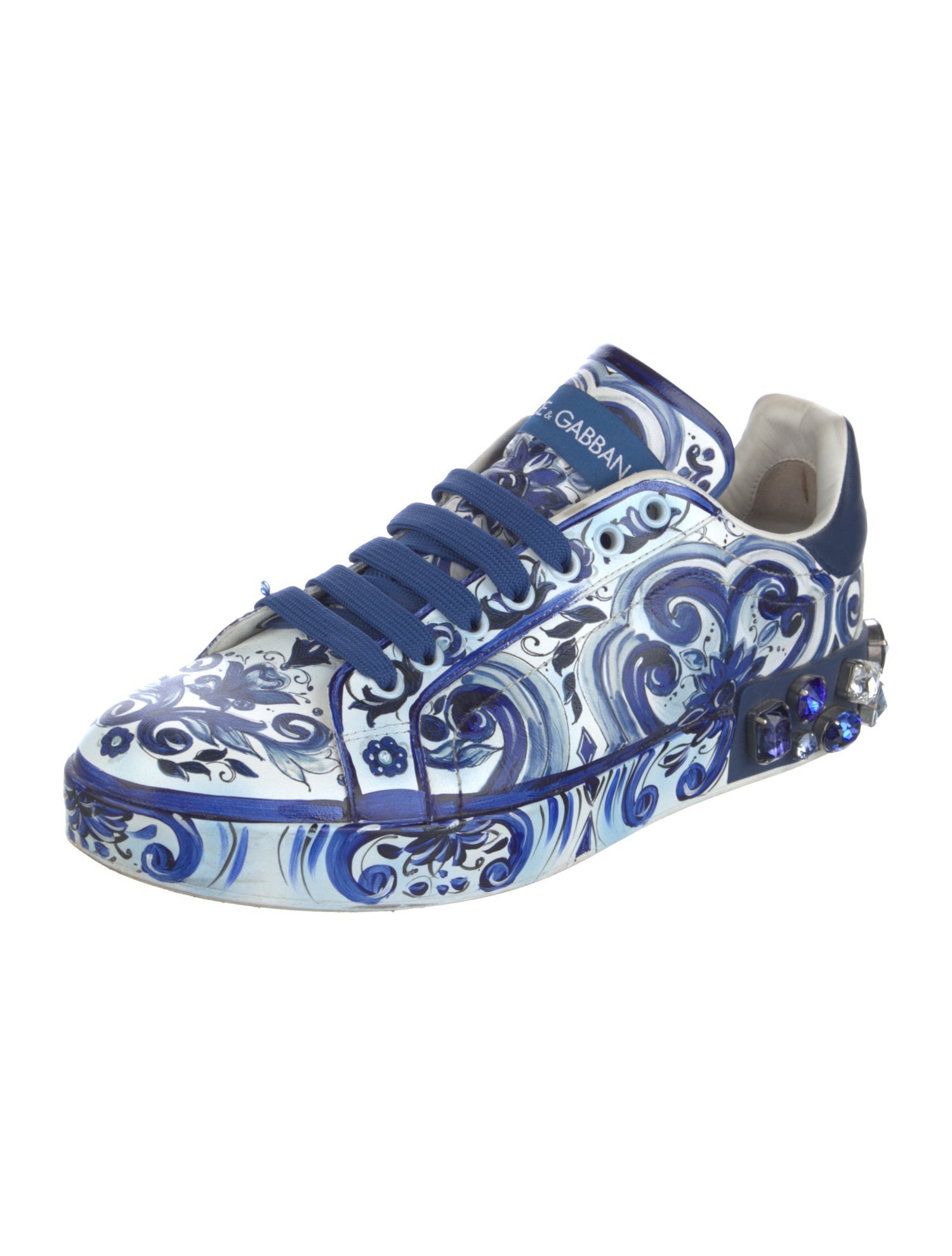 Dolce & Gabbana Majolica Print Leather Sneakers