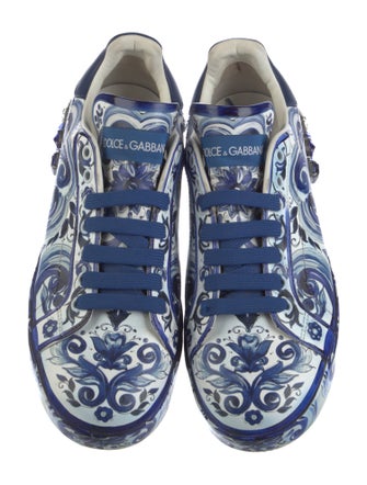 Dolce & Gabbana Majolica Print Leather Sneakers