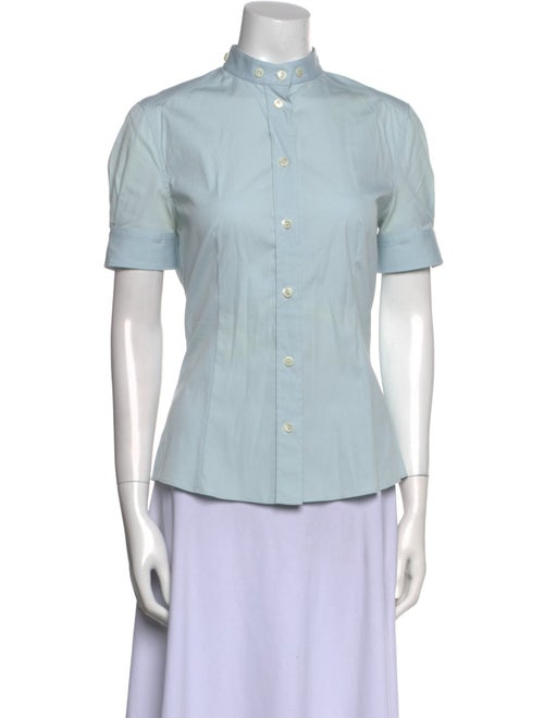 Dolce & Gabbana Mock Neck Short Sleeve Button-Up Top