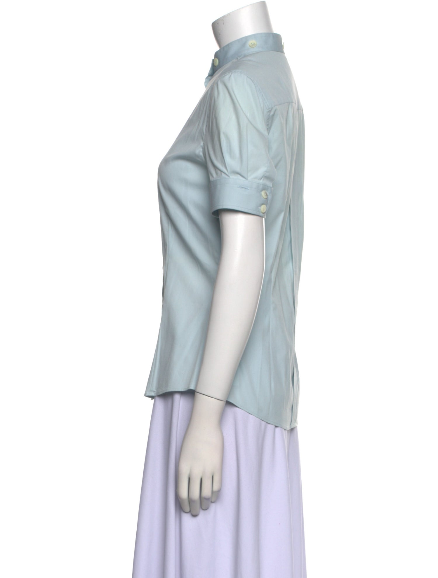 Dolce & Gabbana Mock Neck Short Sleeve Button-Up Top