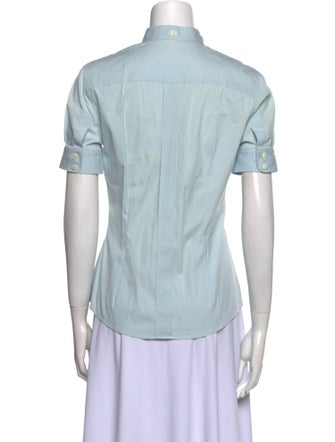 Dolce & Gabbana Mock Neck Short Sleeve Button-Up Top