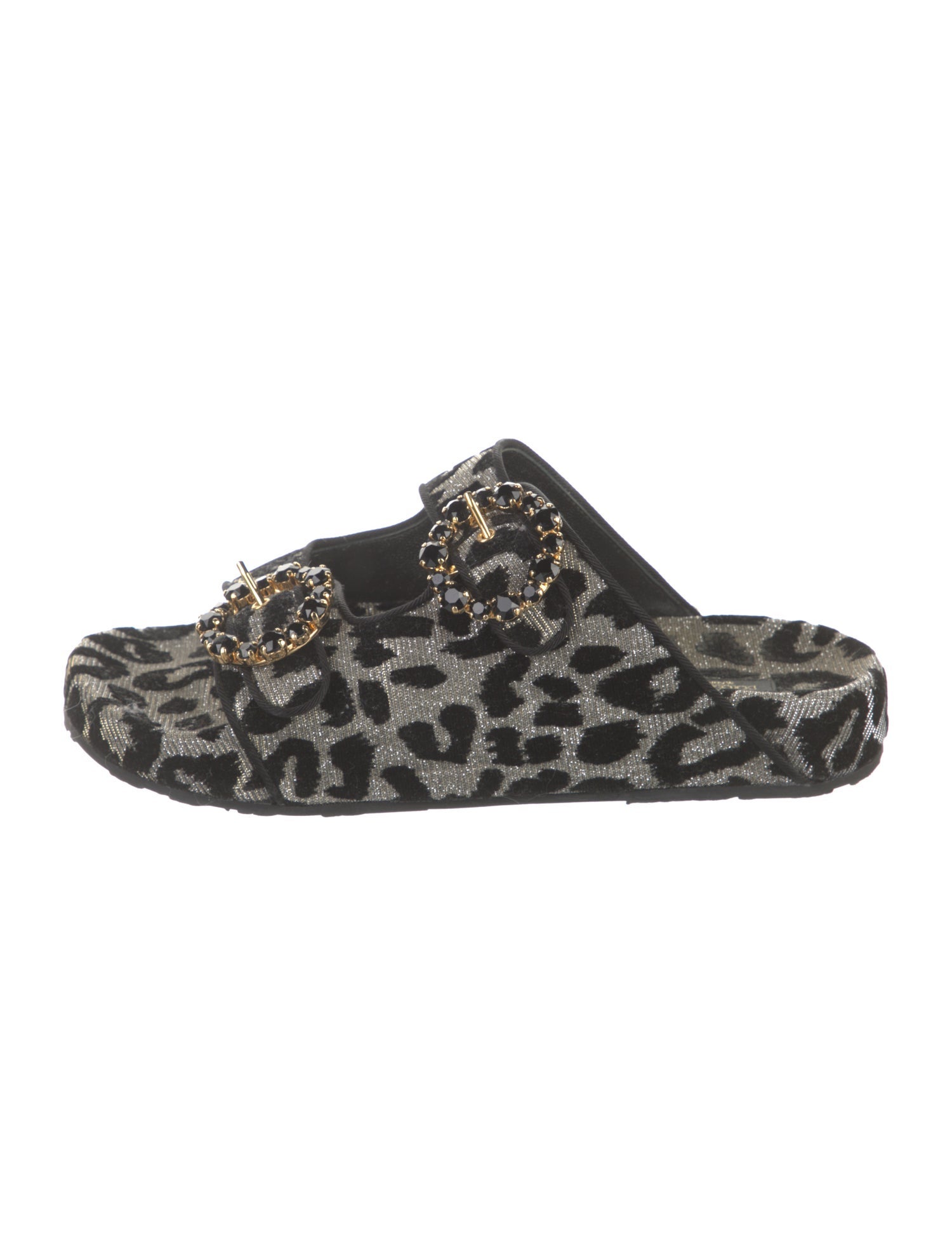 Dolce & Gabbana Animal Print Crystal Embellishments Slides