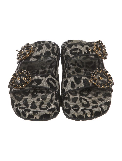 Dolce & Gabbana Animal Print Crystal Embellishments Slides