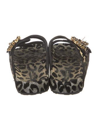 Dolce & Gabbana Animal Print Crystal Embellishments Slides