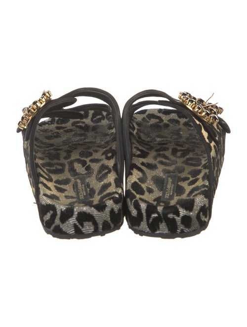 Dolce & Gabbana Animal Print Crystal Embellishments Slides