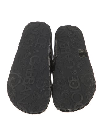 Dolce & Gabbana Animal Print Crystal Embellishments Slides