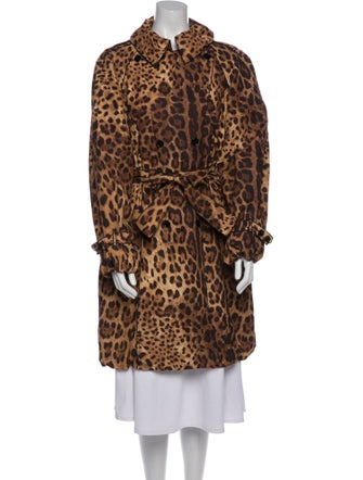 Dolce & Gabbana Nylon Animal Print Faux Fur Jacket