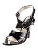 Dolce & Gabbana Patent Leather Cutout Accent Slingback Sandals
