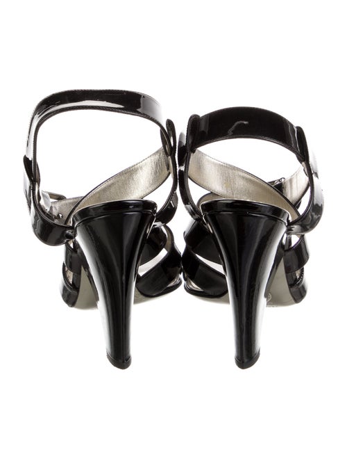 Dolce & Gabbana Patent Leather Cutout Accent Slingback Sandals