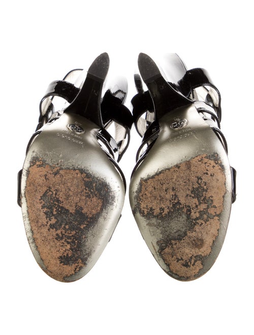 Dolce & Gabbana Patent Leather Cutout Accent Slingback Sandals