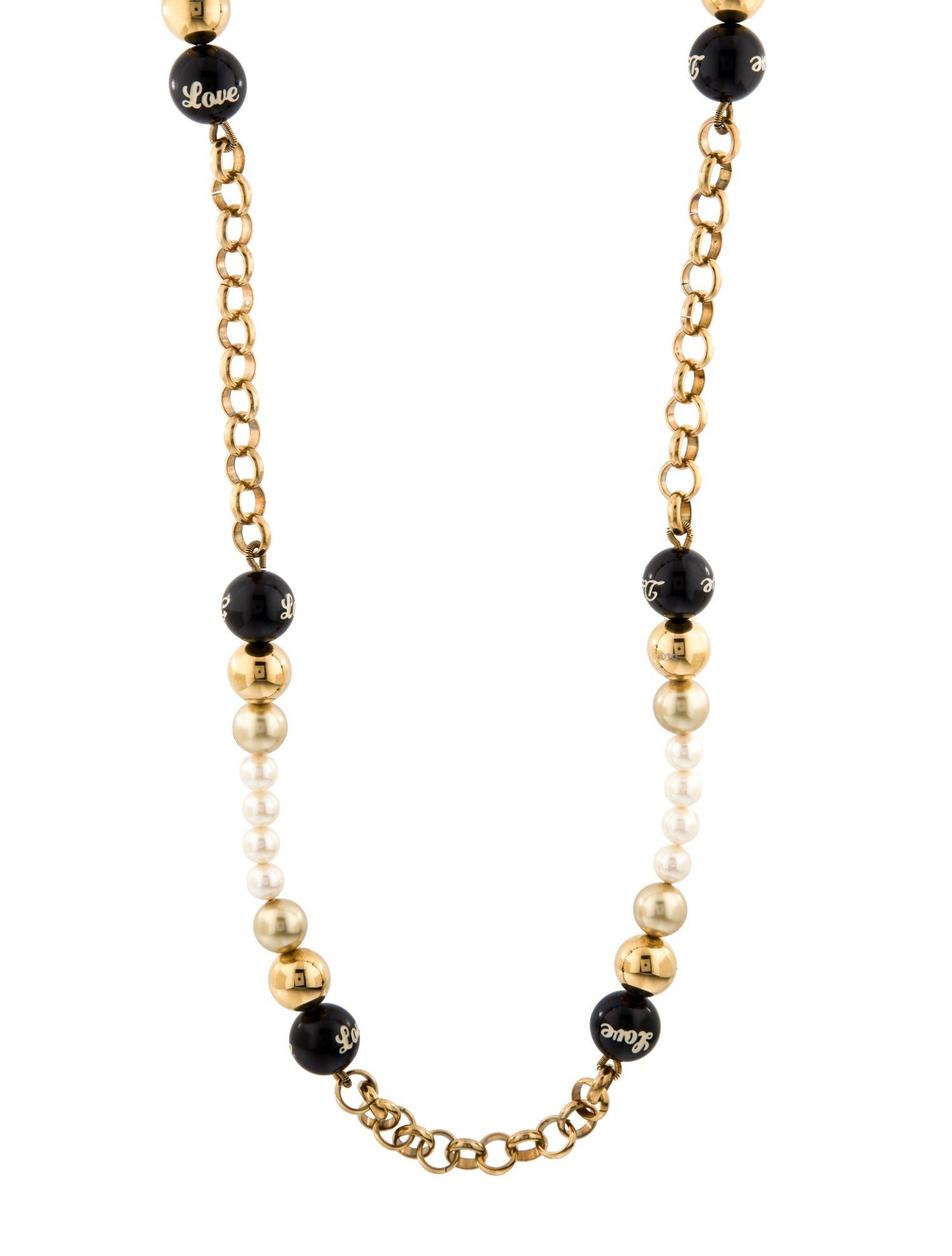 Dolce & Gabbana Faux Pearl & Resin Bead 'Love' Double Strand Necklace