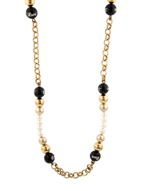 Dolce & Gabbana Faux Pearl & Resin Bead 'Love' Double Strand Necklace