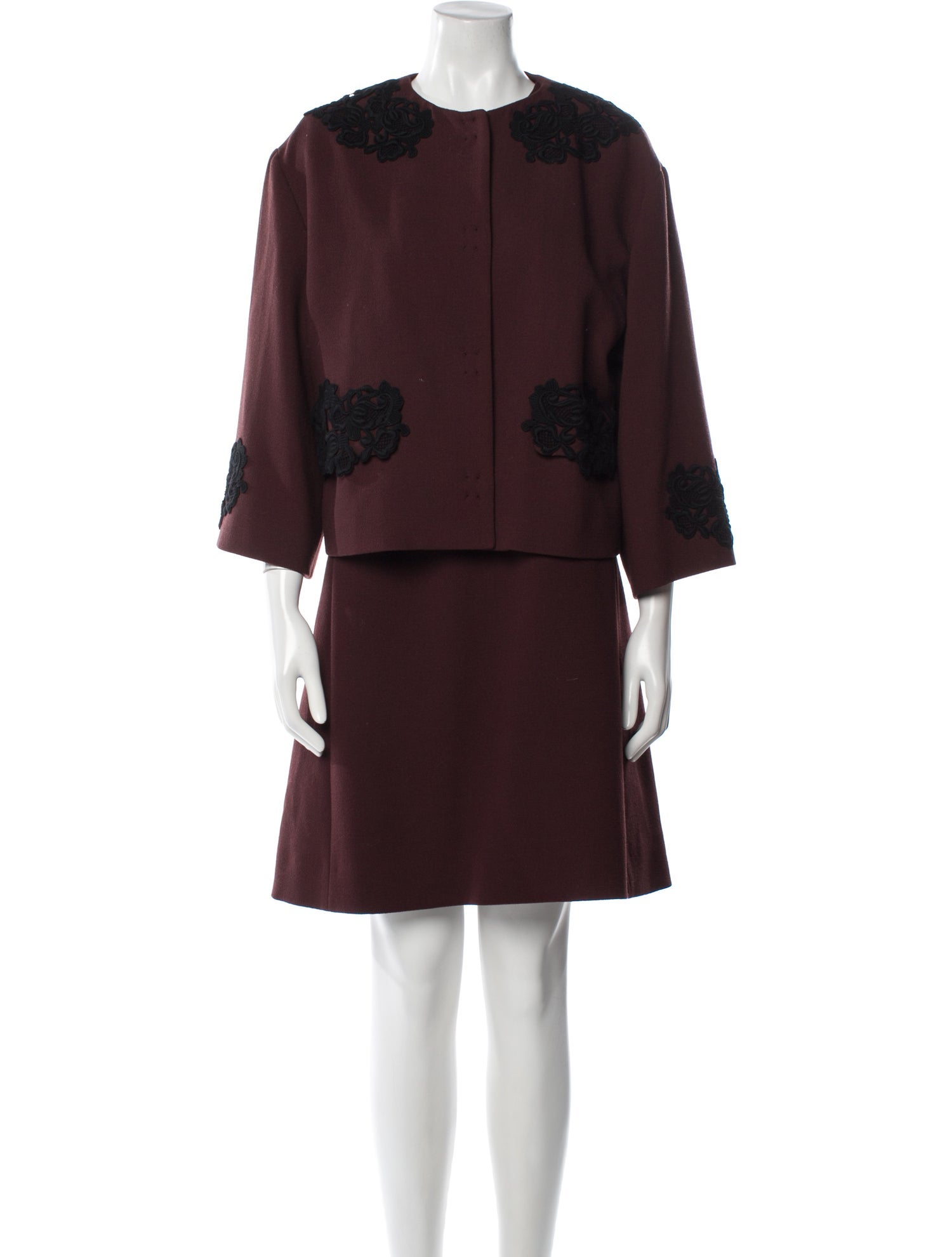 Dolce & Gabbana Virgin Wool Crochet Trim Dress Set