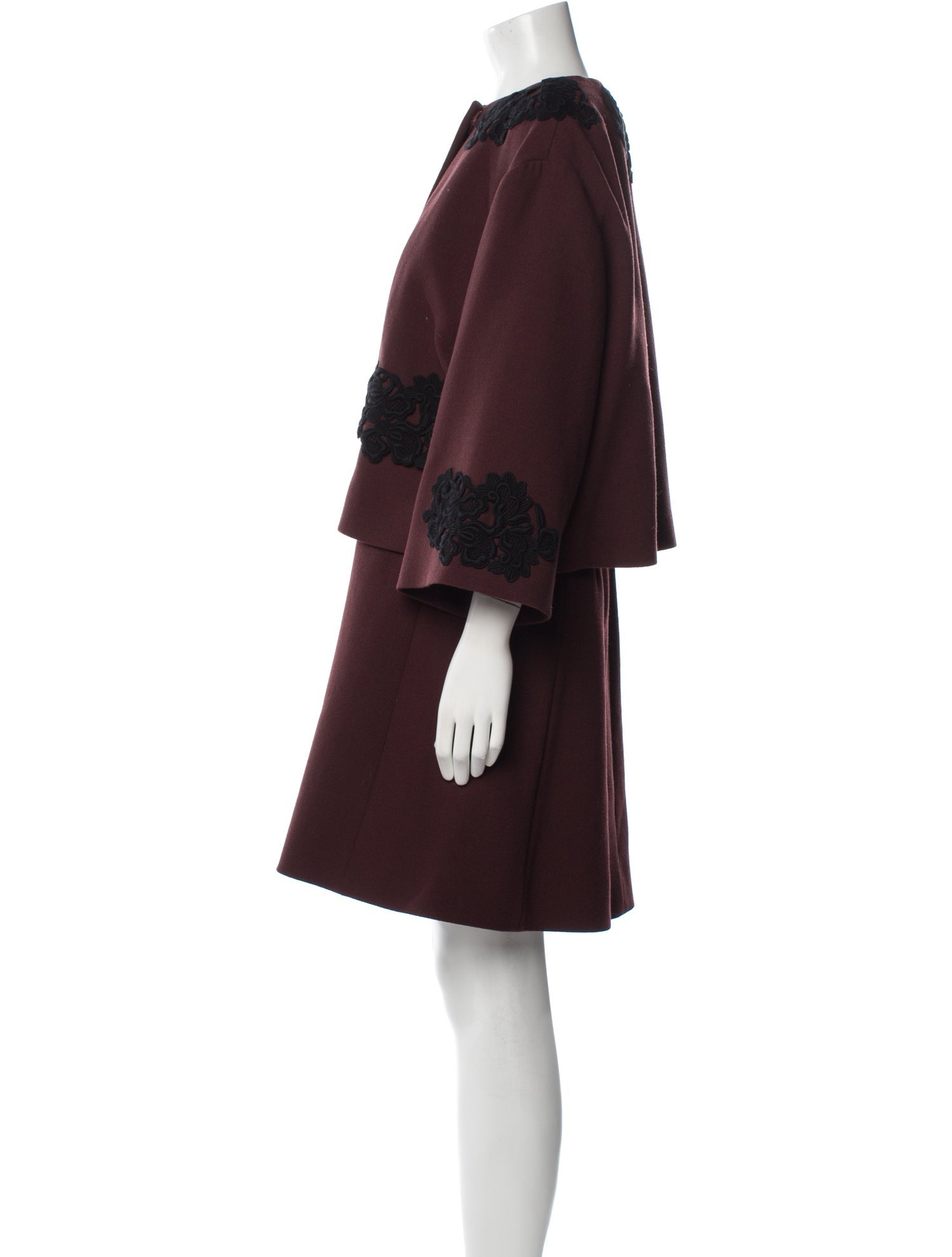 Dolce & Gabbana Virgin Wool Crochet Trim Dress Set