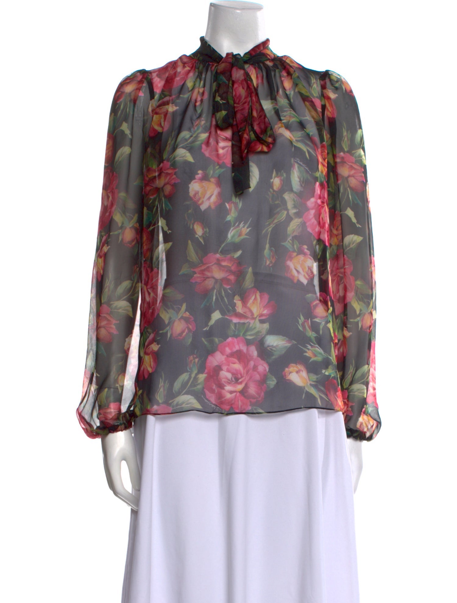 Dolce & Gabbana Silk Floral Print Blouse