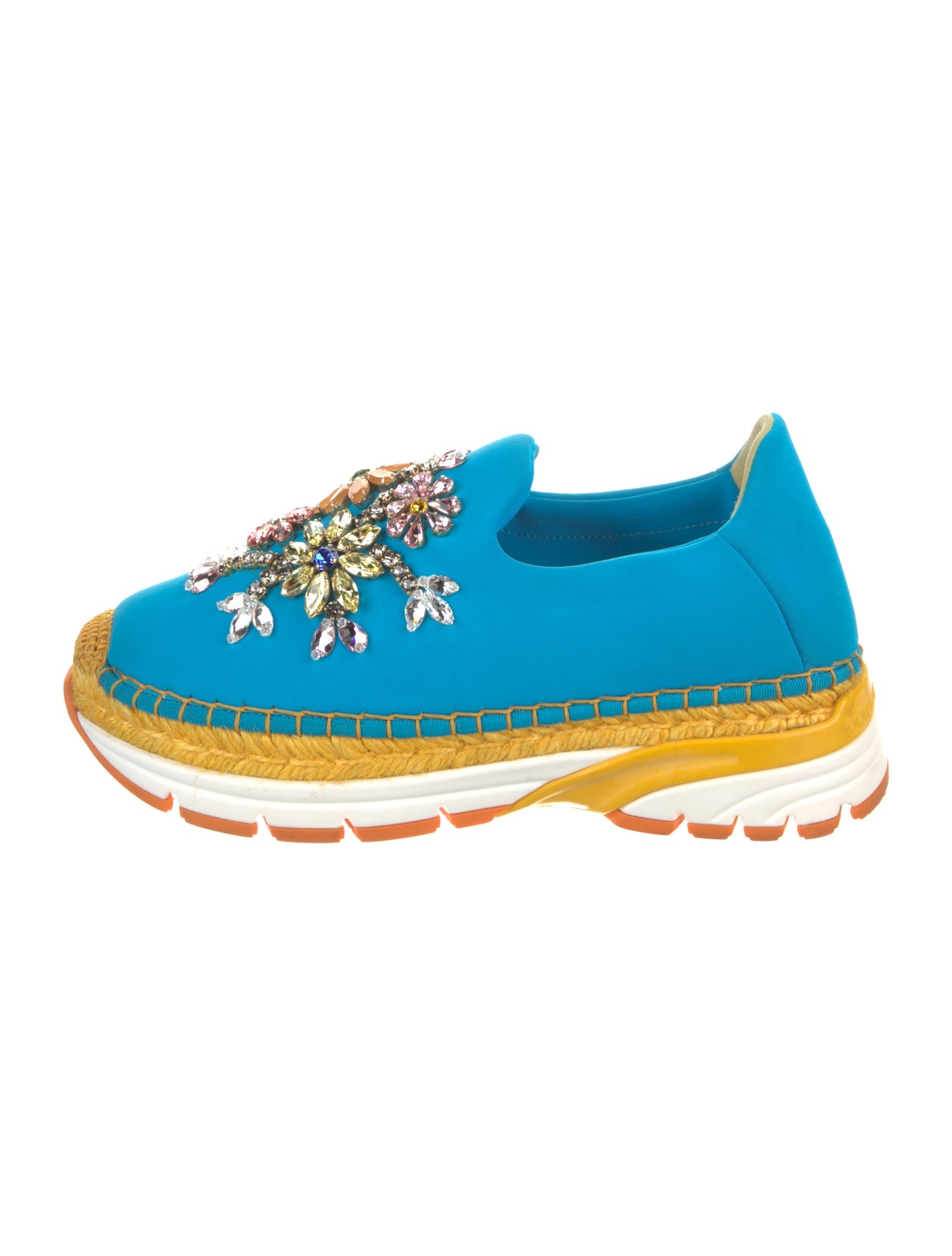 Dolce & Gabbana Neoprene Crystal Embellishments Espadrille Sneakers