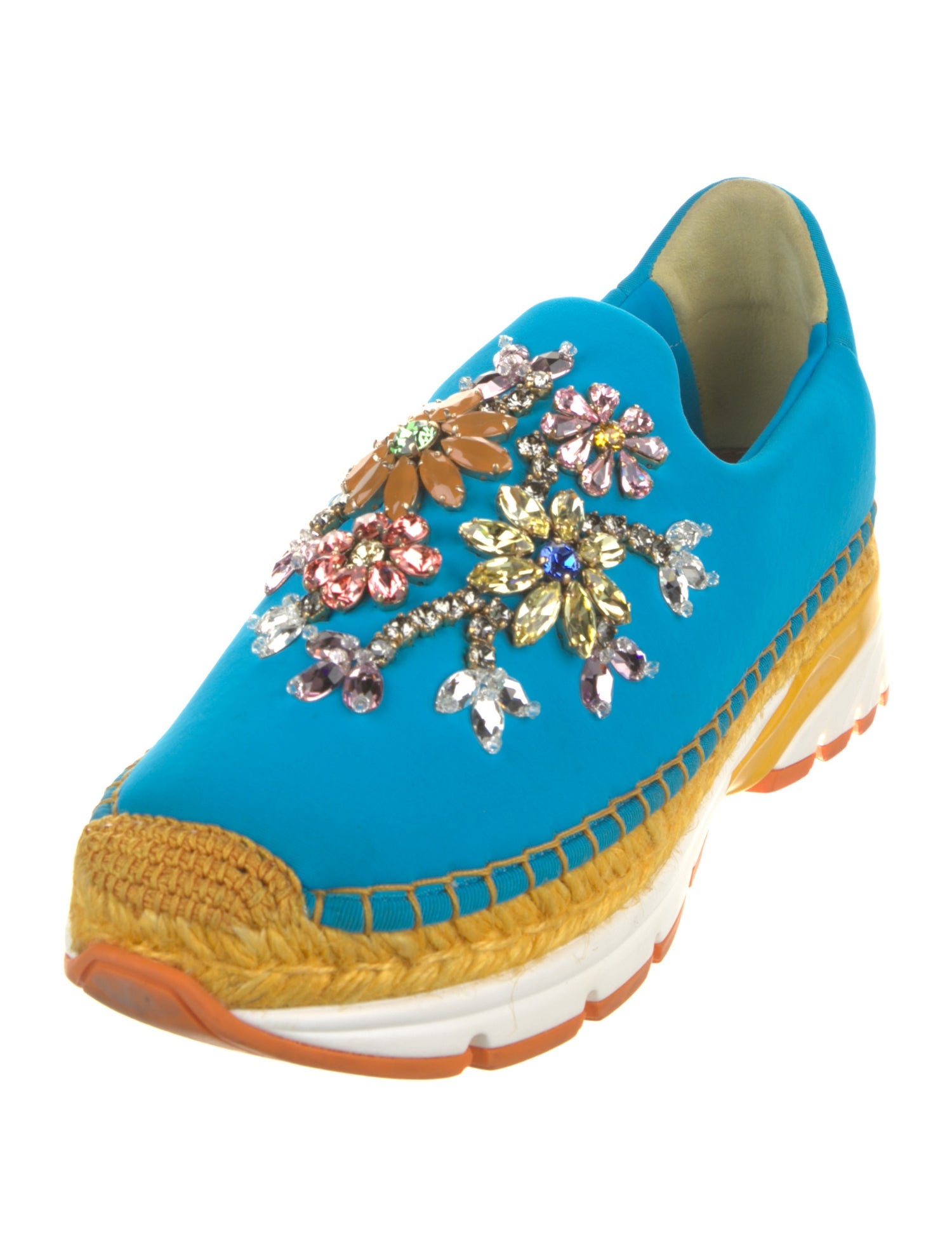 Dolce & Gabbana Neoprene Crystal Embellishments Espadrille Sneakers