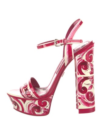 Dolce & Gabbana Patent Leather Printed Gladiator Sandals