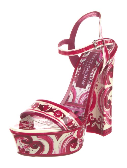 Dolce & Gabbana Patent Leather Printed Gladiator Sandals