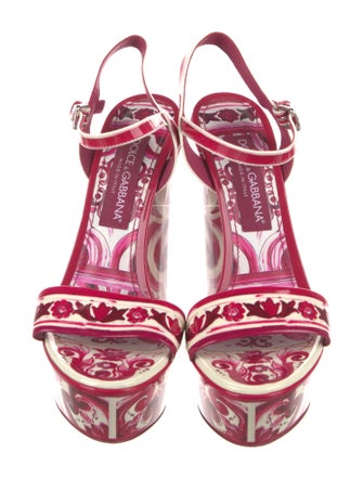 Dolce & Gabbana Patent Leather Printed Gladiator Sandals