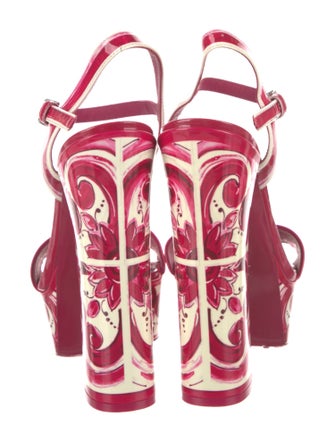 Dolce & Gabbana Patent Leather Printed Gladiator Sandals