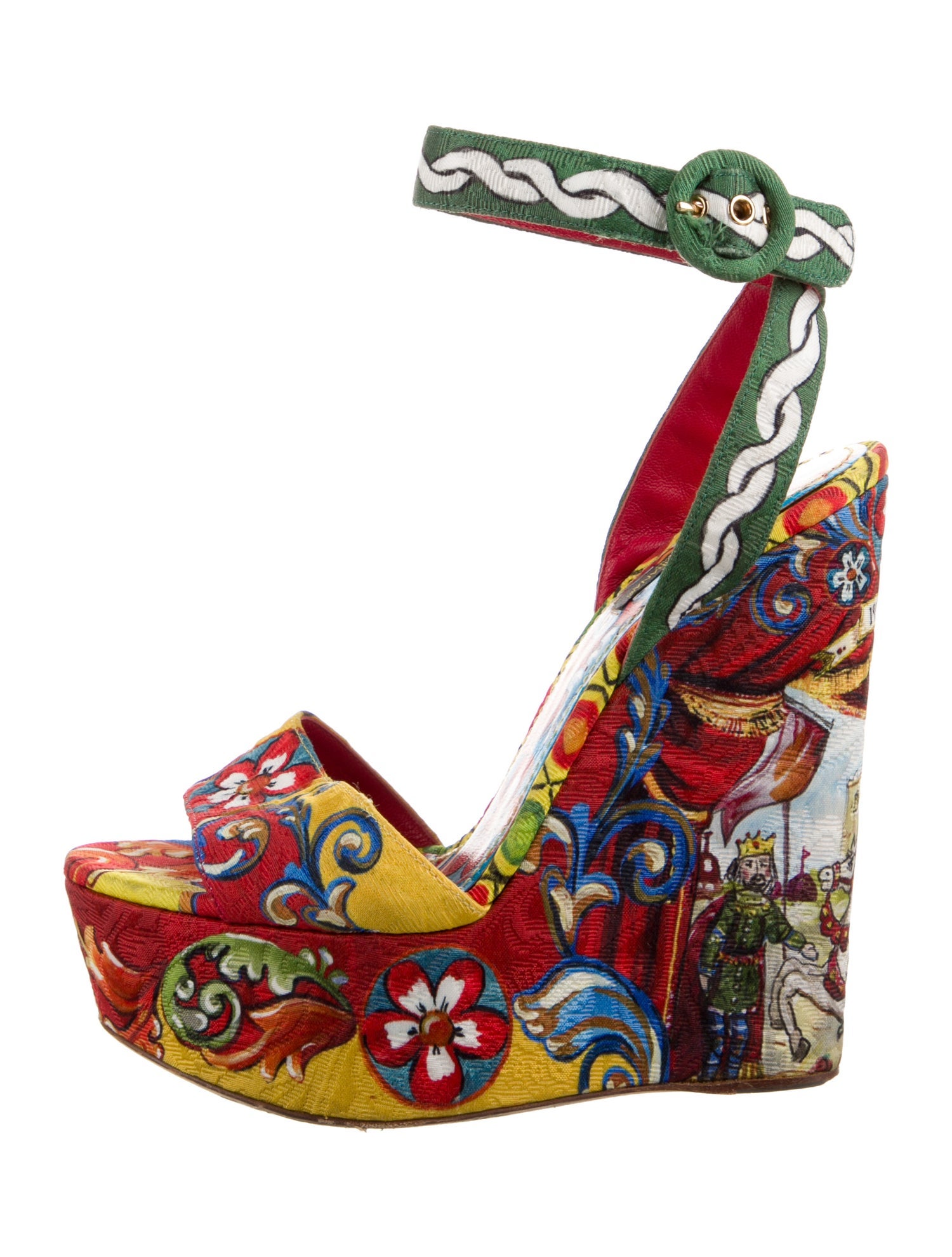 Dolce & Gabbana Majolica Print Crystal Embellishments Sandals