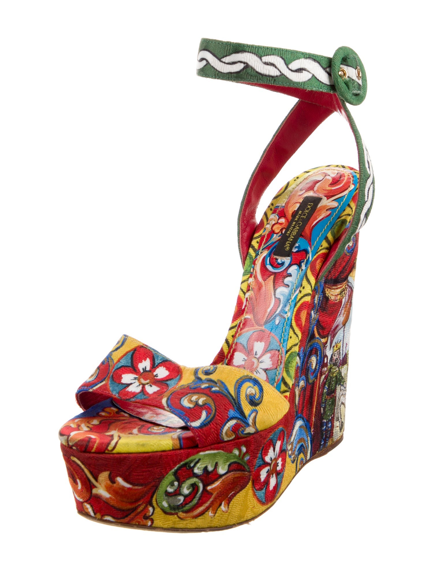 Dolce & Gabbana Majolica Print Crystal Embellishments Sandals