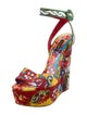 Dolce & Gabbana Majolica Print Crystal Embellishments Sandals