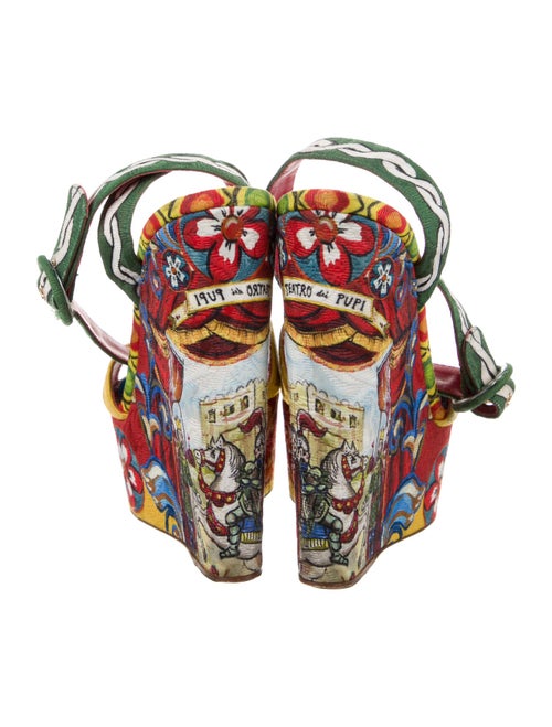 Dolce & Gabbana Majolica Print Crystal Embellishments Sandals