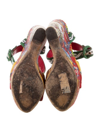 Dolce & Gabbana Majolica Print Crystal Embellishments Sandals