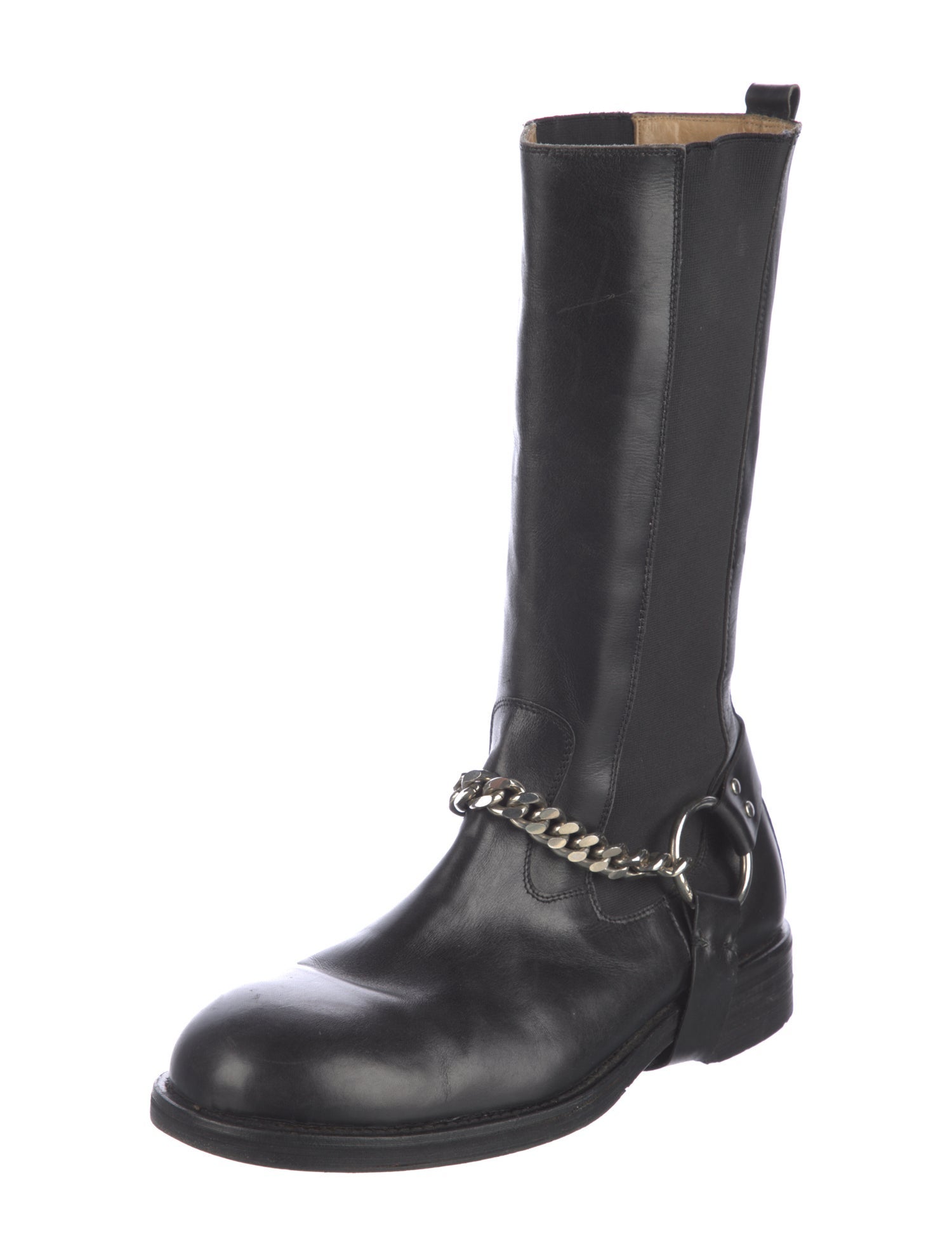 Dolce & Gabbana Leather Chain-Link Accents Boots