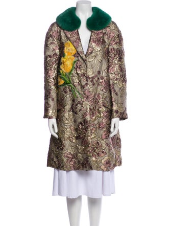 Dolce & Gabbana Floral Print Fur Coat