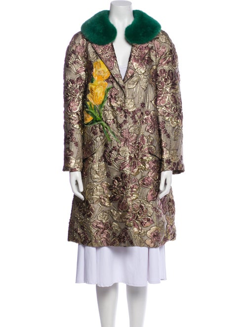 Dolce & Gabbana Floral Print Fur Coat