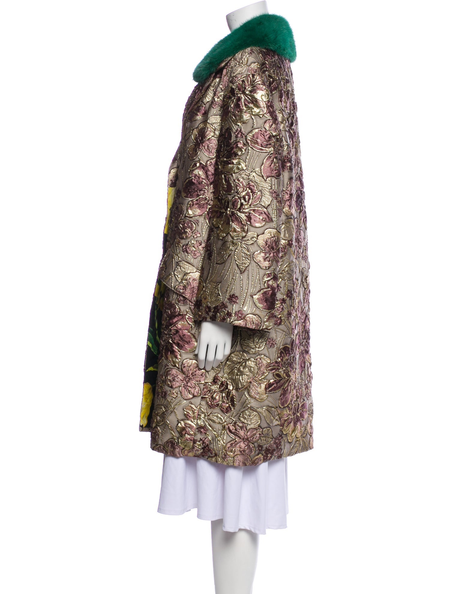 Dolce & Gabbana Floral Print Fur Coat