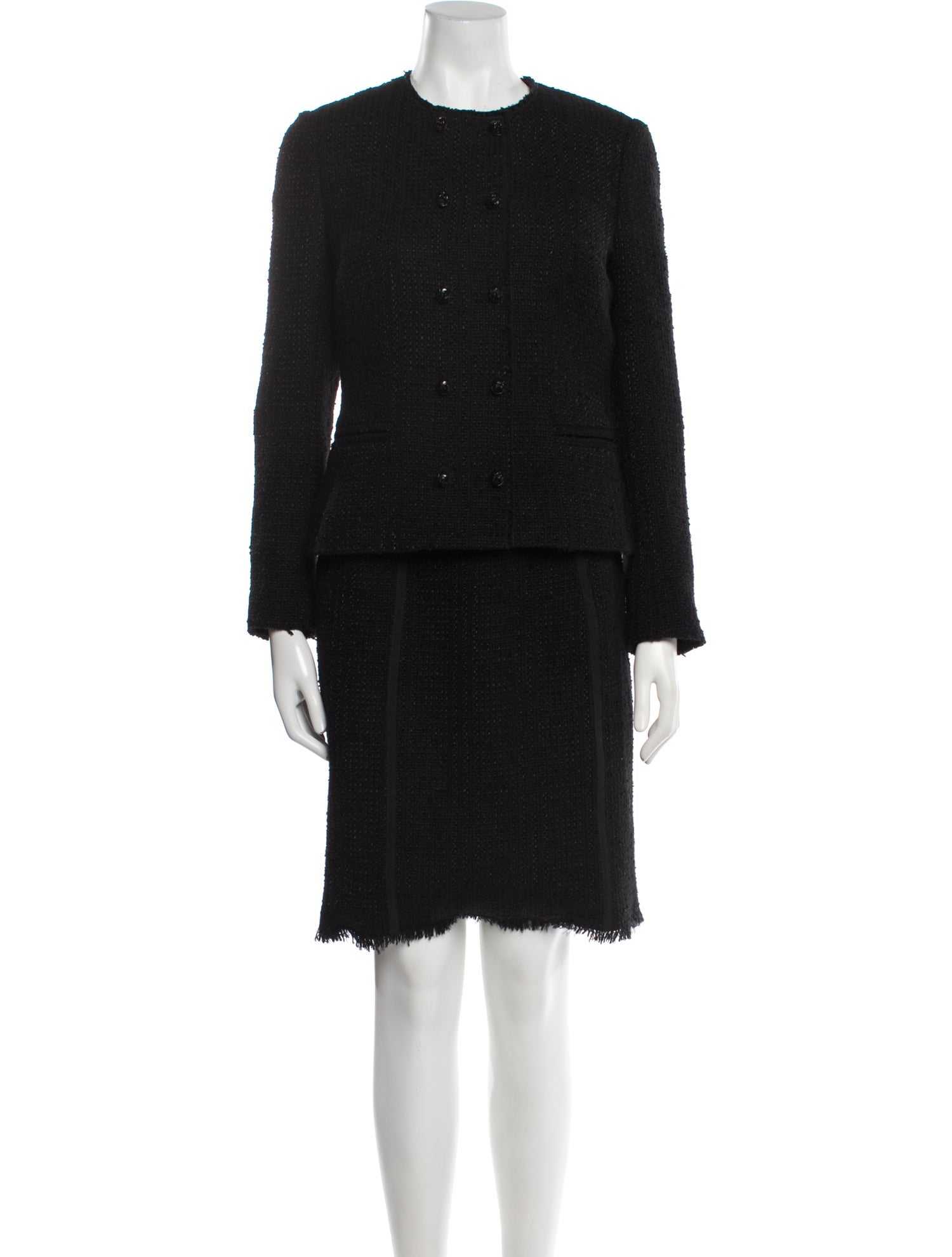 Dolce & Gabbana Virgin Wool Raw-Edge Trim Dress Set