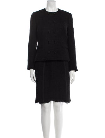 Dolce & Gabbana Virgin Wool Raw-Edge Trim Dress Set