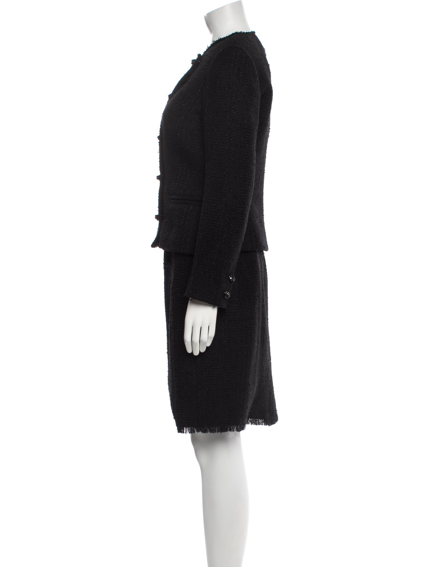 Dolce & Gabbana Virgin Wool Raw-Edge Trim Dress Set