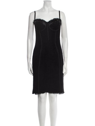 Dolce & Gabbana Virgin Wool Raw-Edge Trim Dress Set