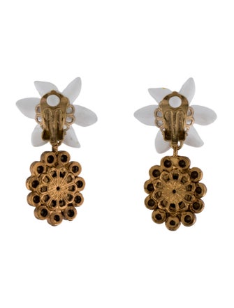 Dolce & Gabbana Crystal & Resin Lily Clip-On Drop Earrings