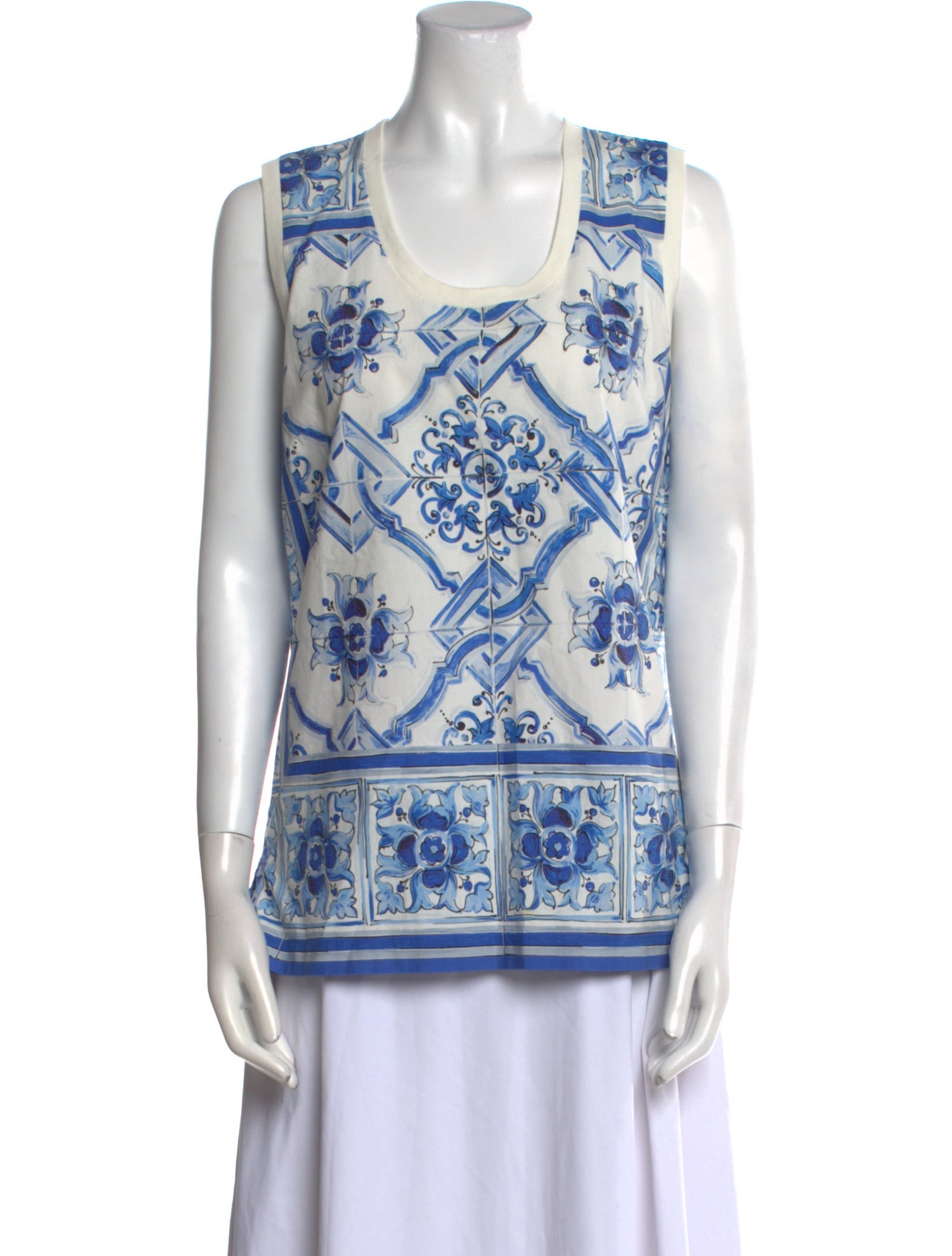 Dolce & Gabbana Printed Scoop Neck Top