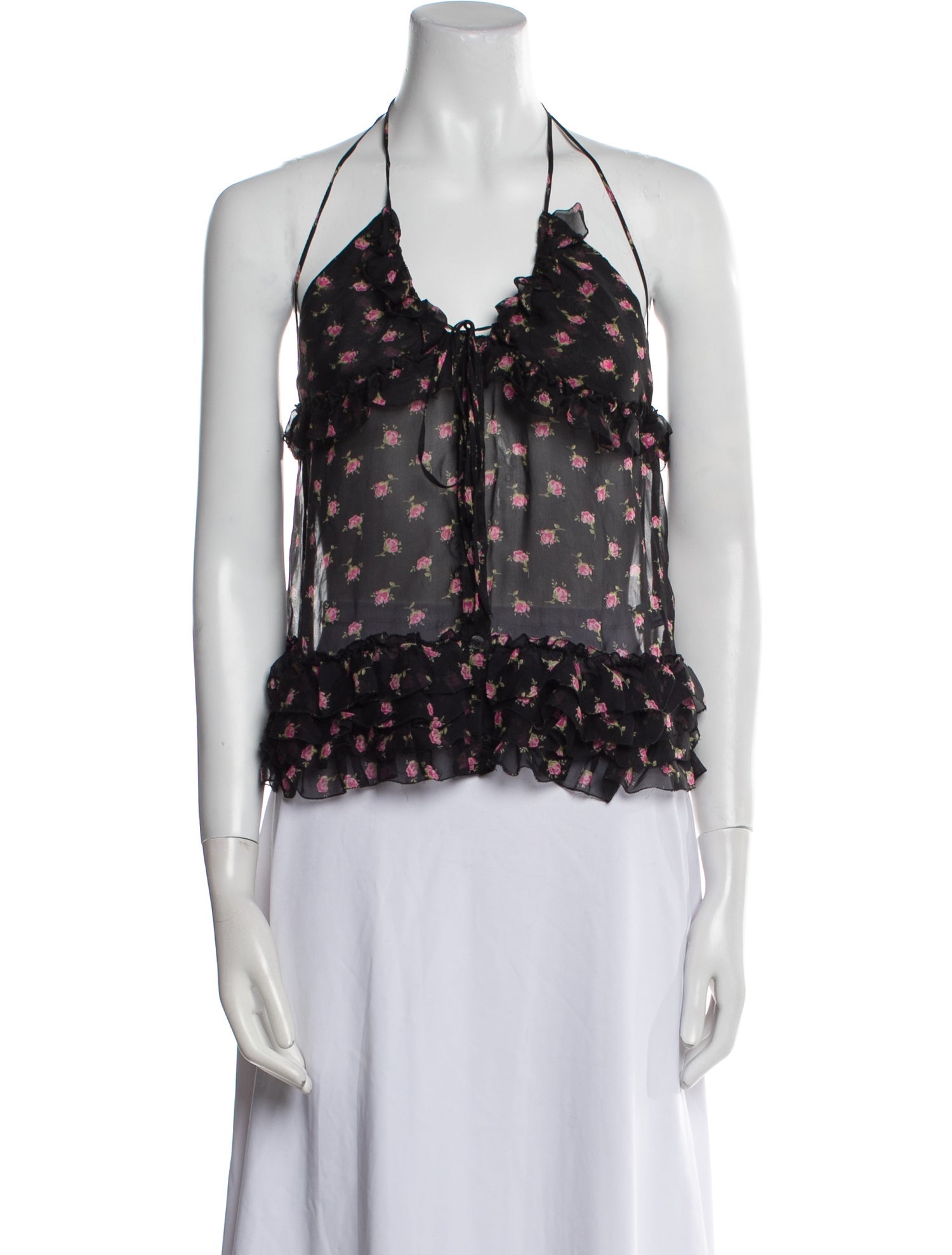 Dolce & Gabbana Silk Floral Print Crop Top