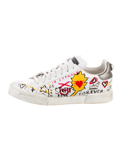 Dolce & Gabbana Leather Printed Sneakers