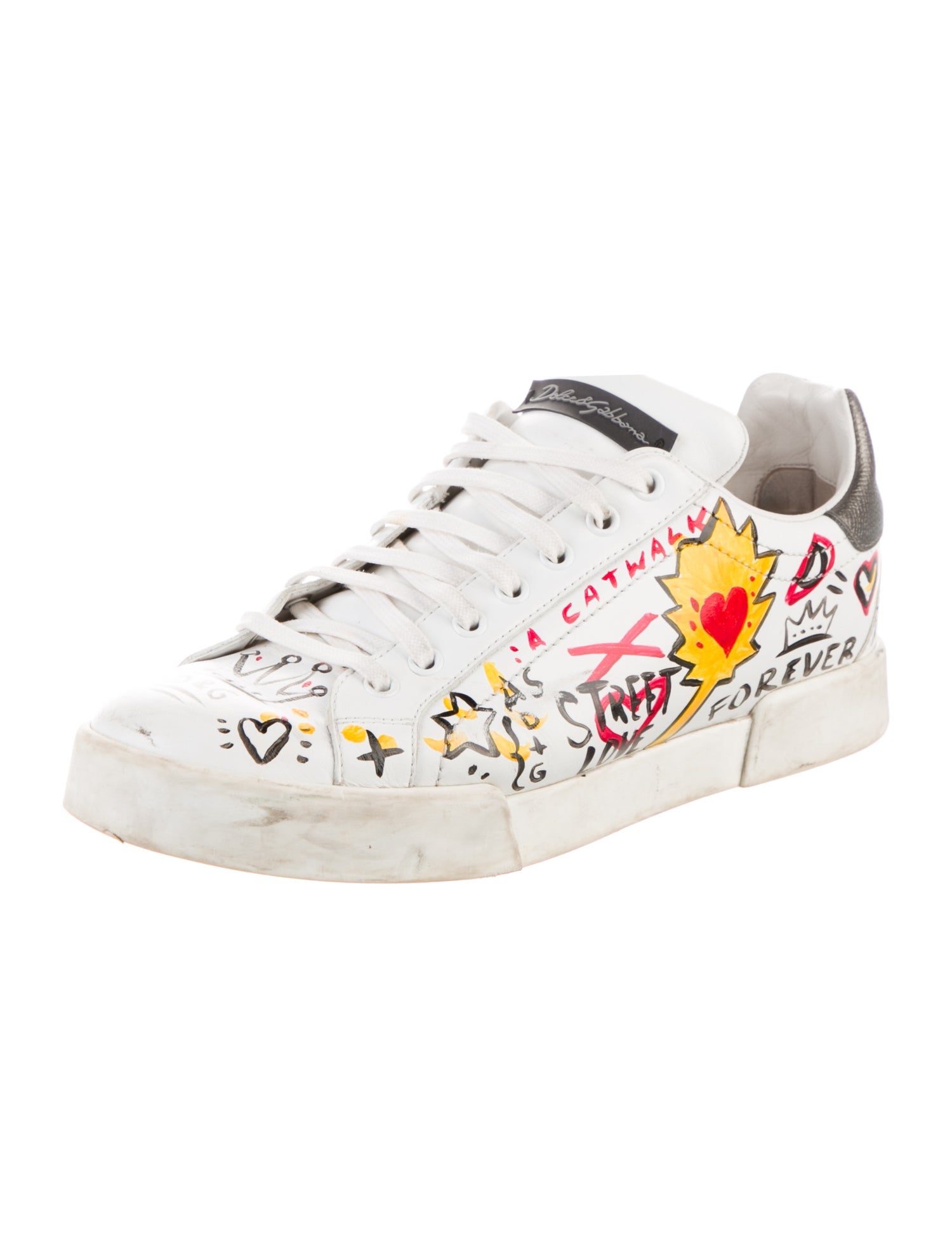 Dolce & Gabbana Leather Printed Sneakers