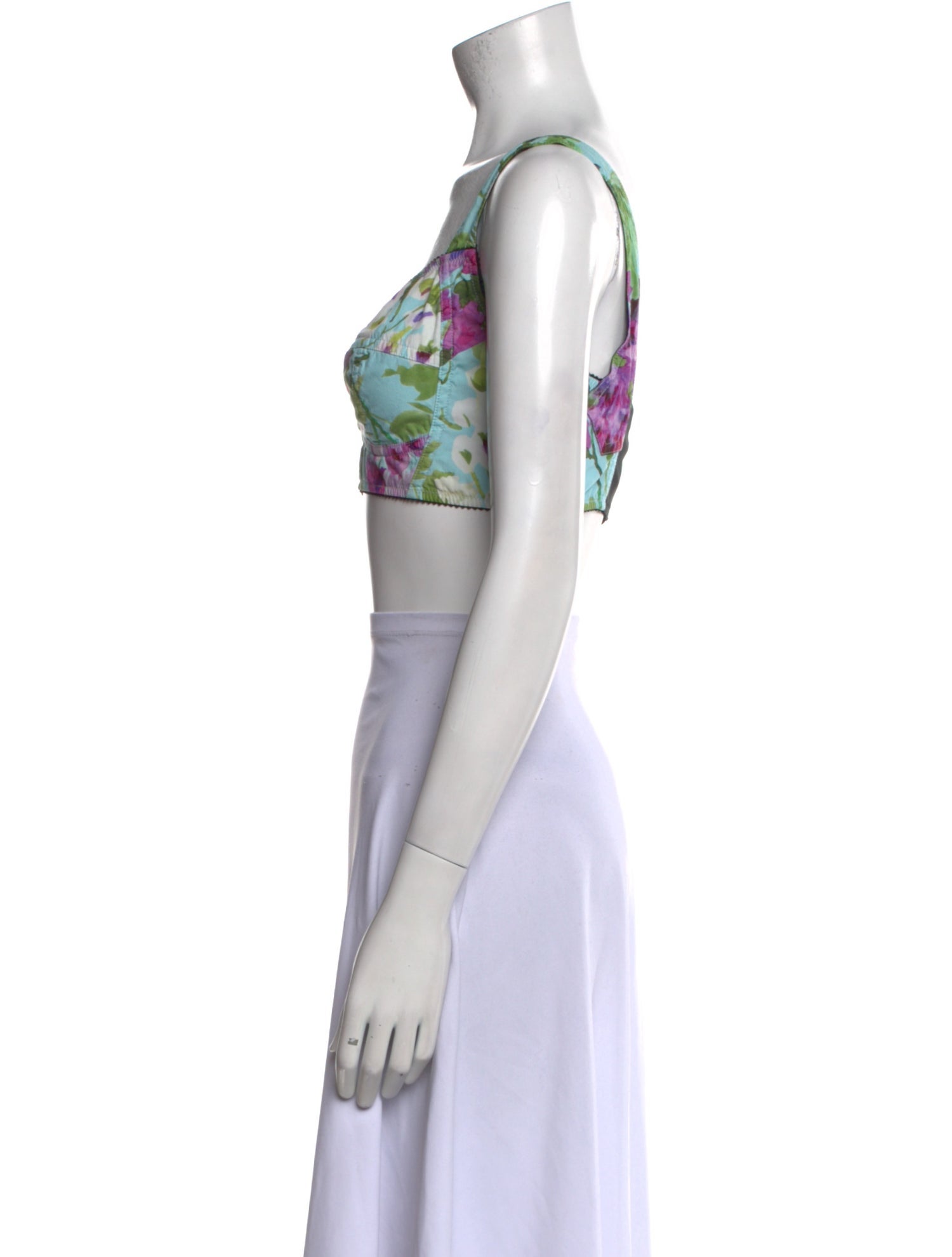 Dolce & Gabbana Floral Print V-Neck Crop Top