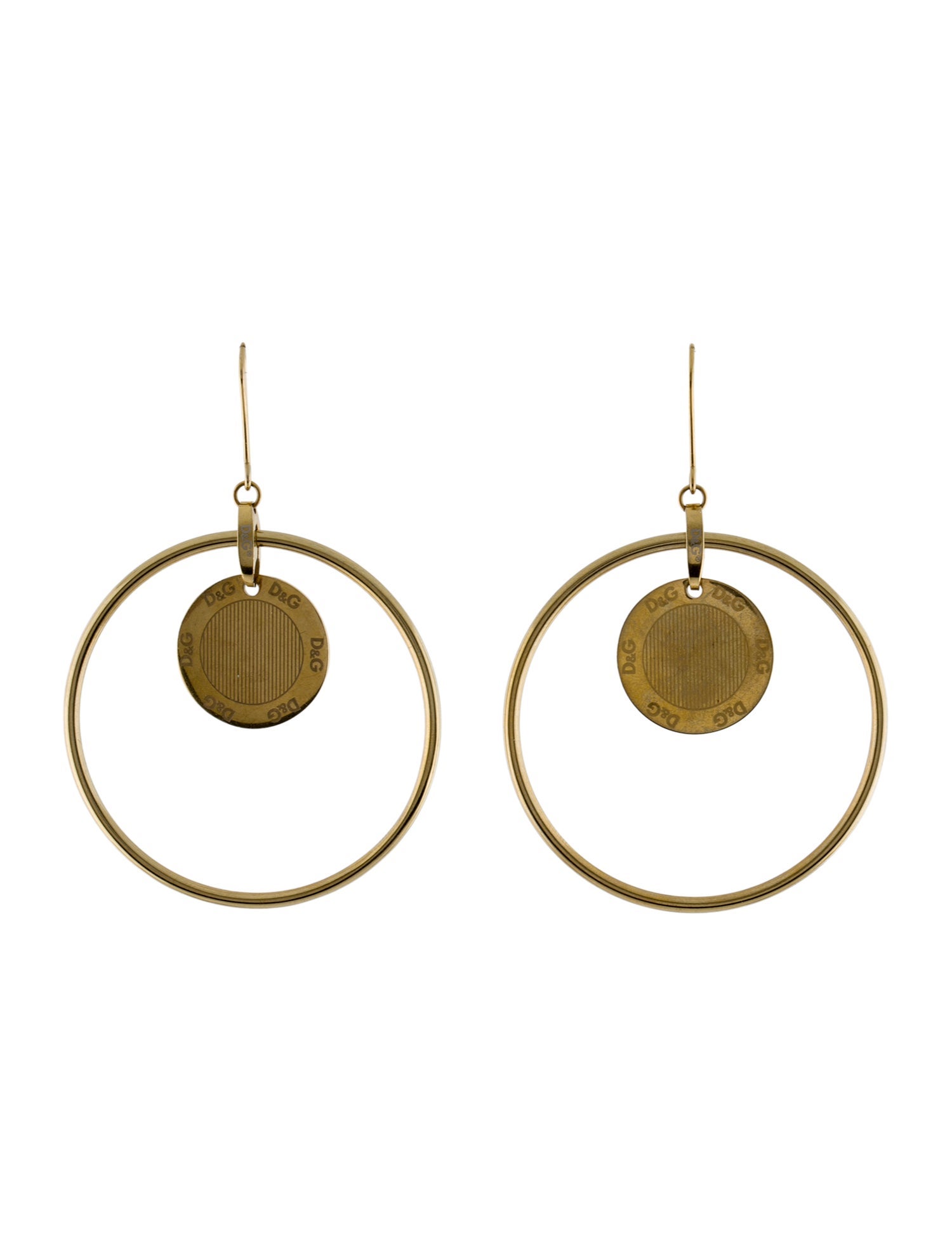 Dolce & Gabbana Logo Disc Drop Earrings