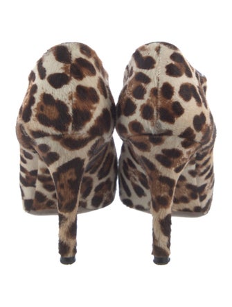 Dolce & Gabbana Ponyhair Animal Print Slingback Sandals