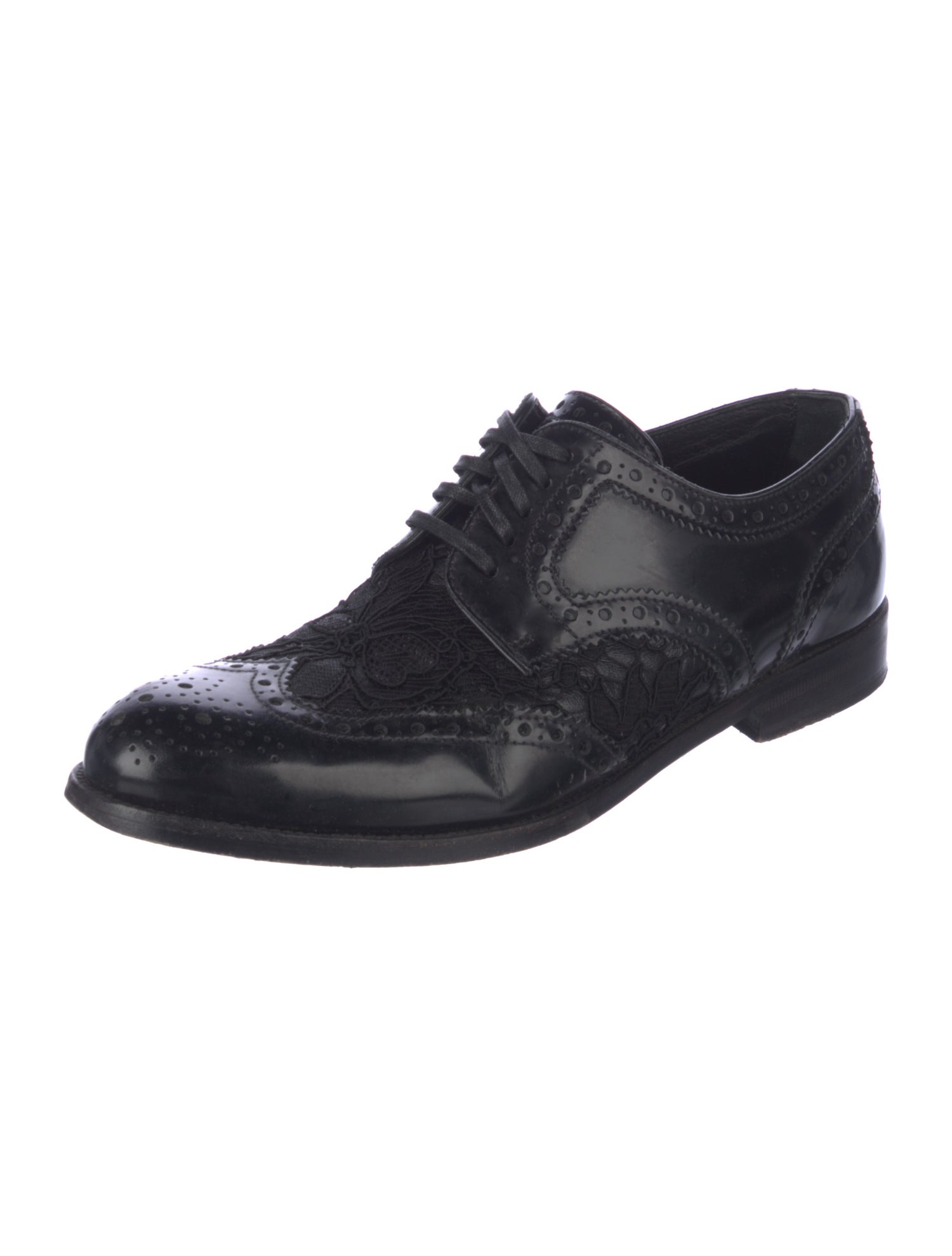 Dolce & Gabbana Leather Lasercut Accents Oxfords