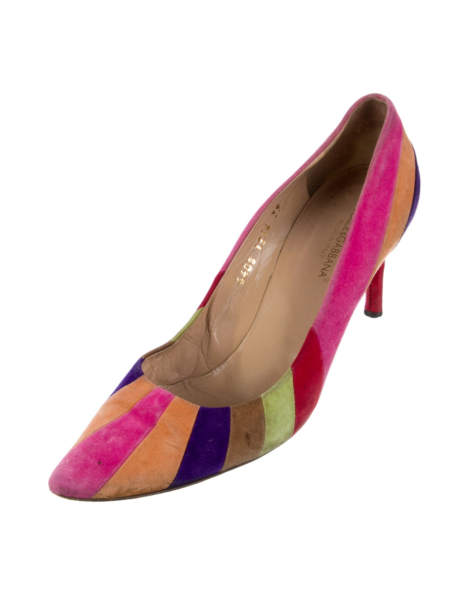 Dolce & Gabbana Suede Colorblock Pattern Pumps