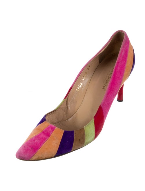 Dolce & Gabbana Suede Colorblock Pattern Pumps