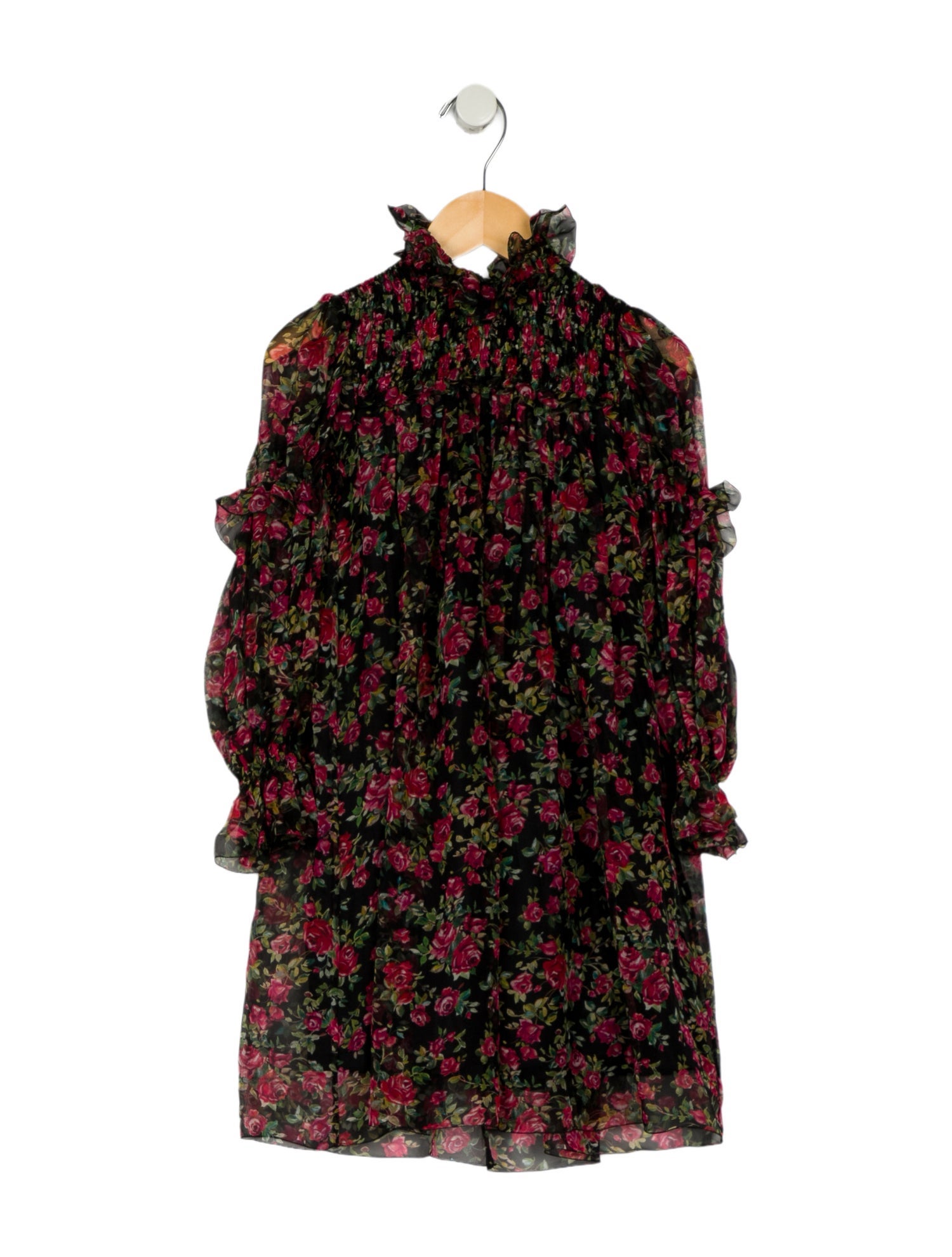 Dolce & Gabbana Toddler Girls' Silk Floral Long Sleeve Dress